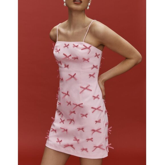 Anthropologie Dresses & Skirts - Anthropologie Maeve Brynne Clueless 3-D Pink Bow Spaghetti-Strap Mini Dress 4